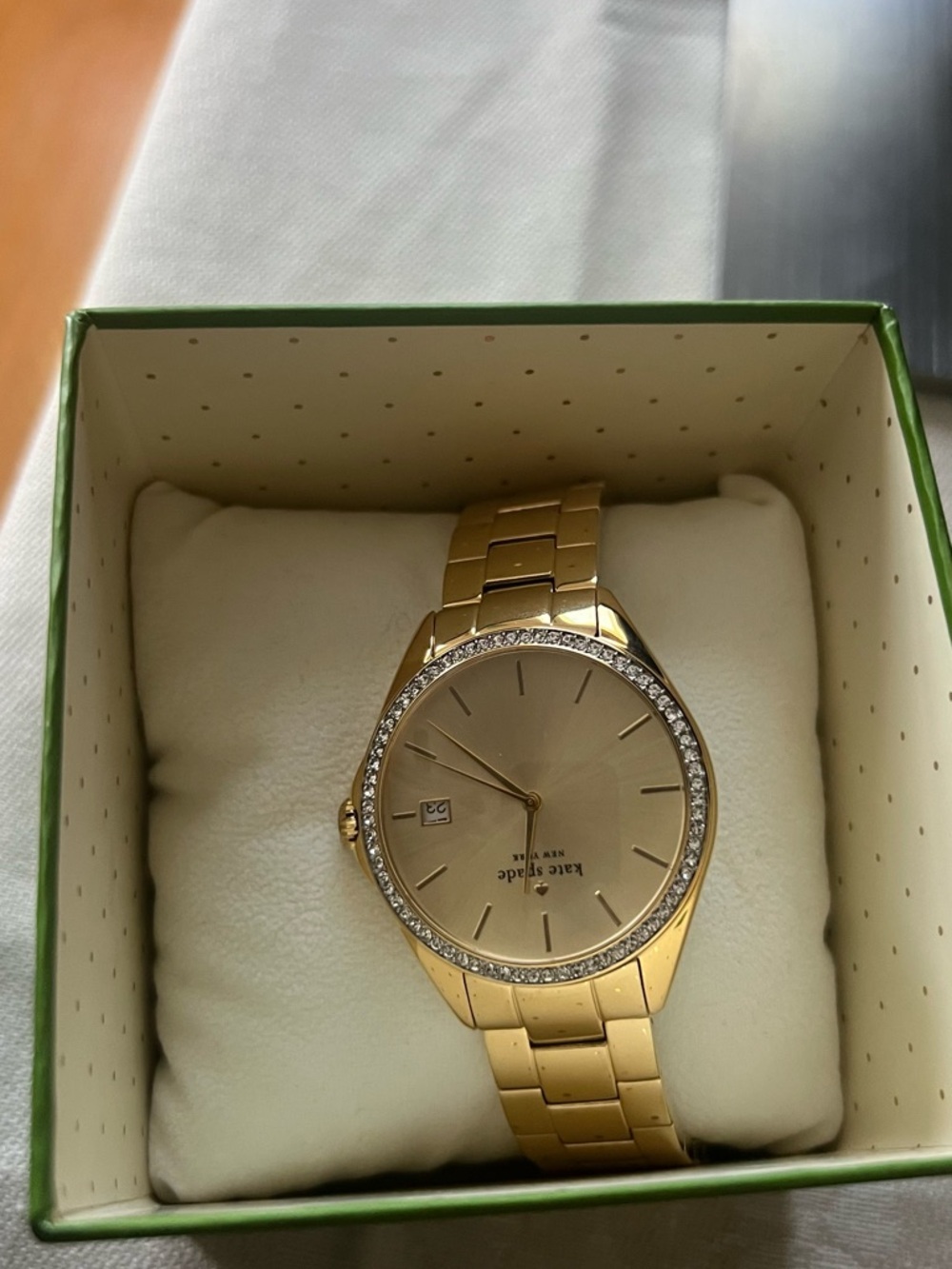kate spade Gold-Tone Crystal Bezel Women's Watch